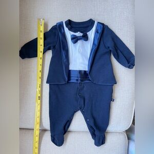 Navy Blue Baby Tuxedo Onesie